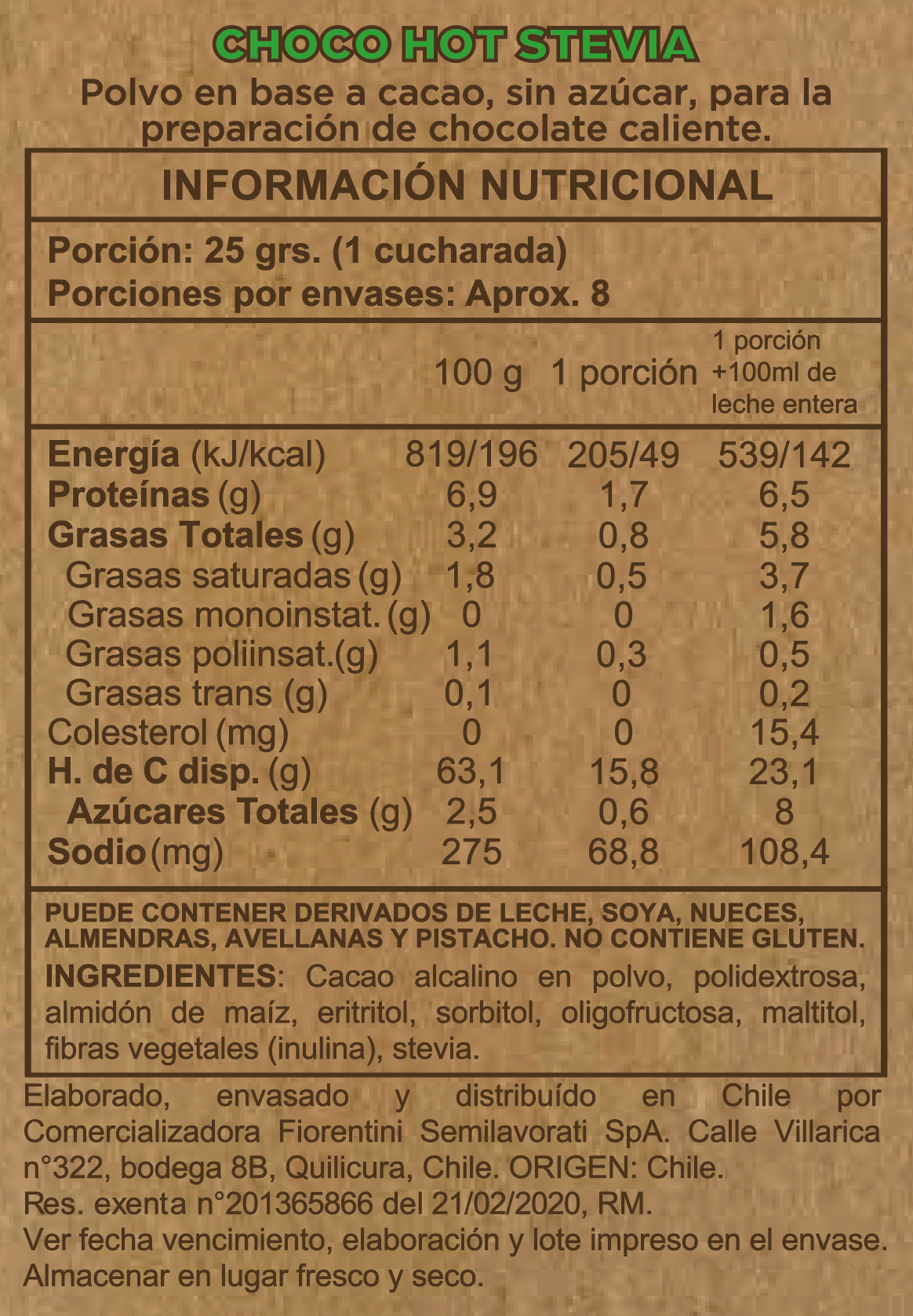 Choco Stevia senza zucchero Piccolo